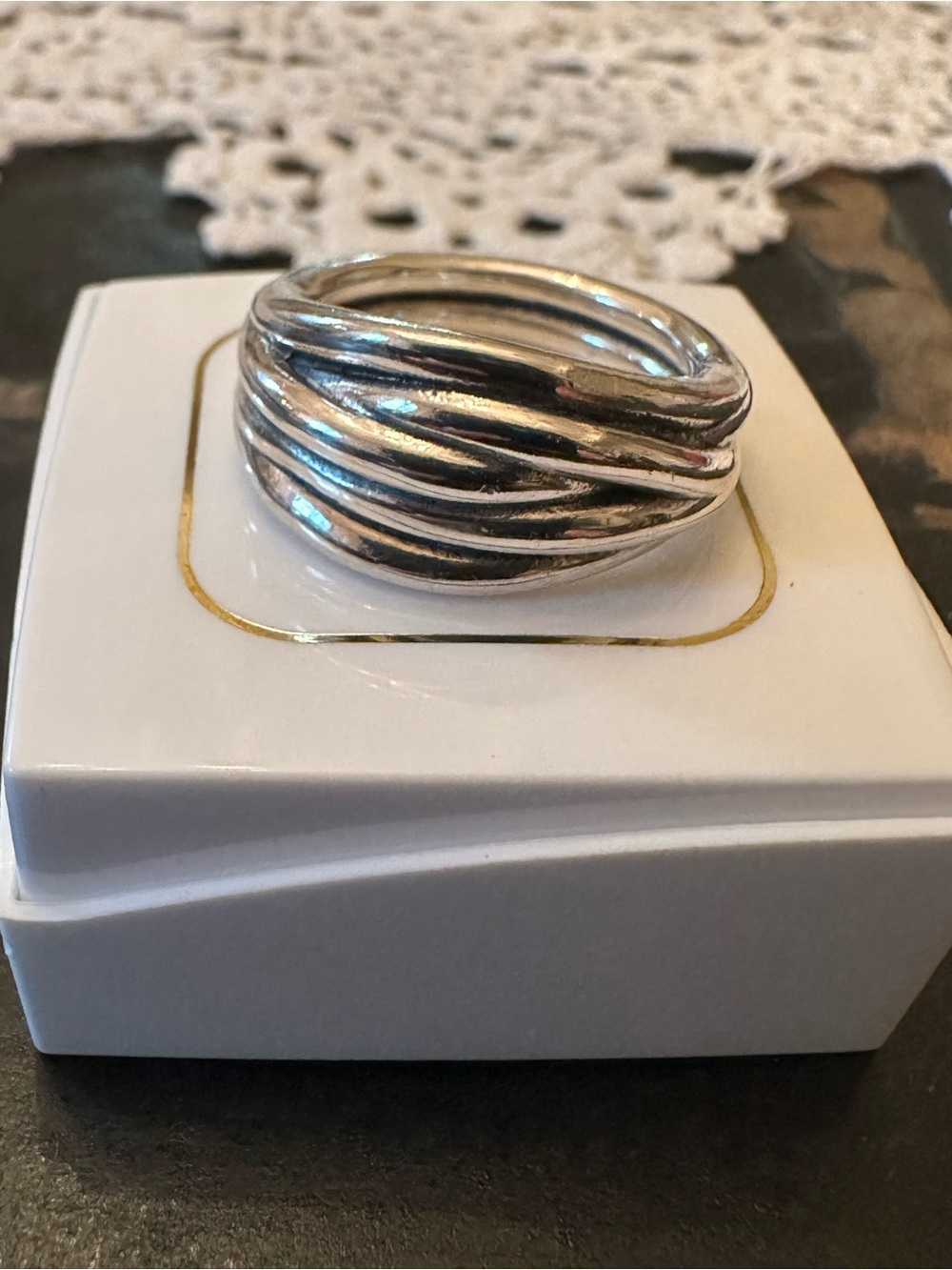 London Sheffield 925 Sterling Silver Band Twist Interlocking Ring Size 9/ 11.32g